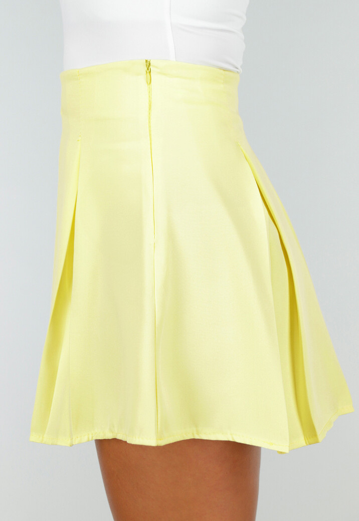 Botergele Blazer Rok Set met Korsetveters en Geplooide Rok met Stretch