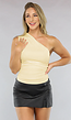 Geplooide One Shoulder Top in Butter Yellow