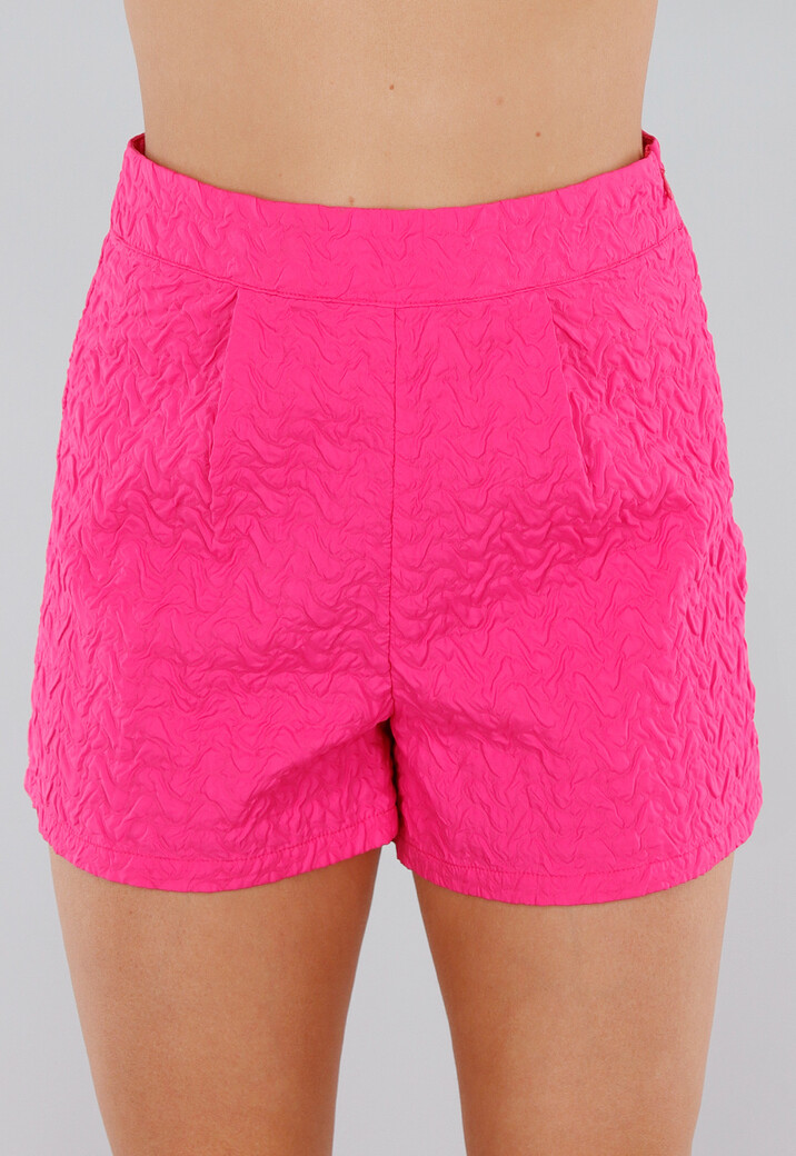 felroze Set met Gilet Top, Korte Broek en Golftextuur