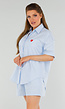 Lichtblauwe Katoenen Set met Blouse en Short met Zakken