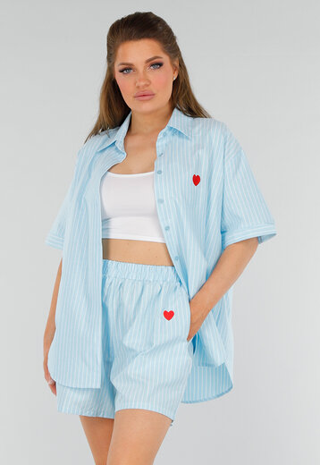 Azuurblauwe Set met Strepen en Stretchband