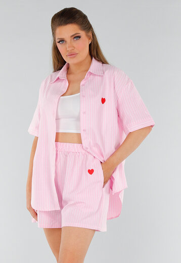 Roze Katoenen Set met Borduursel