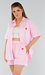 Lichtroze Katoenen Set met Blouse en Short met Zakken
