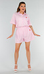 Lichtroze Katoenen Set met Blouse en Short met Zakken