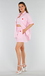Lichtroze Katoenen Set met Blouse en Short met Zakken