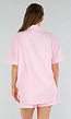 Lichtroze Katoenen Set met Blouse en Short met Zakken