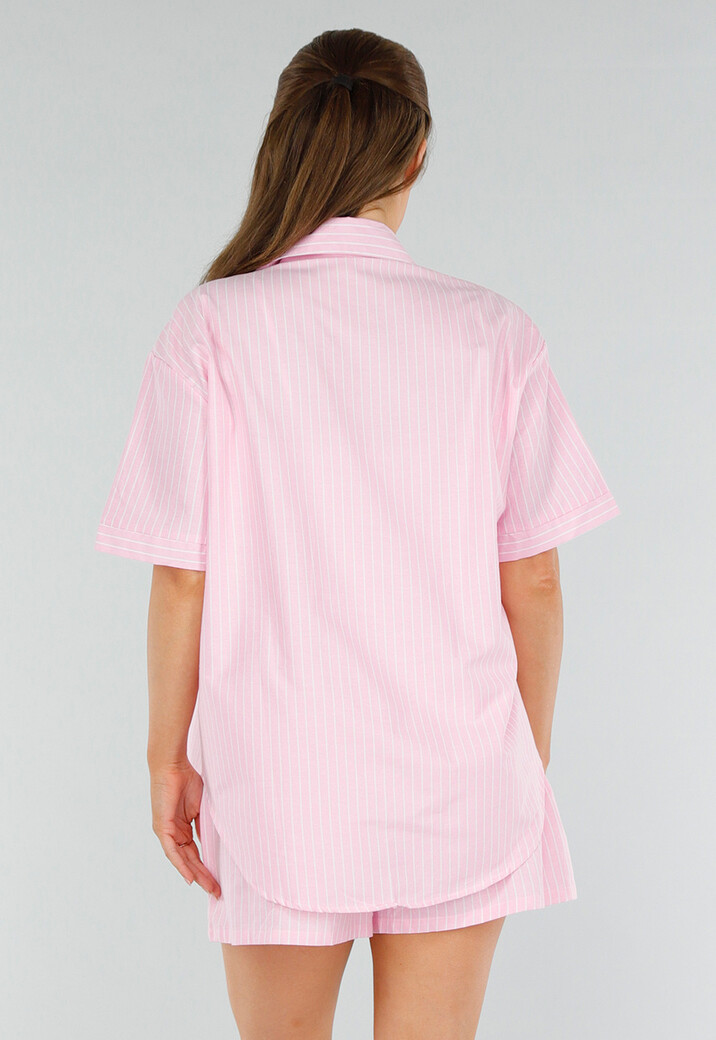 Lichtroze Katoenen Set met Blouse en Short met Zakken