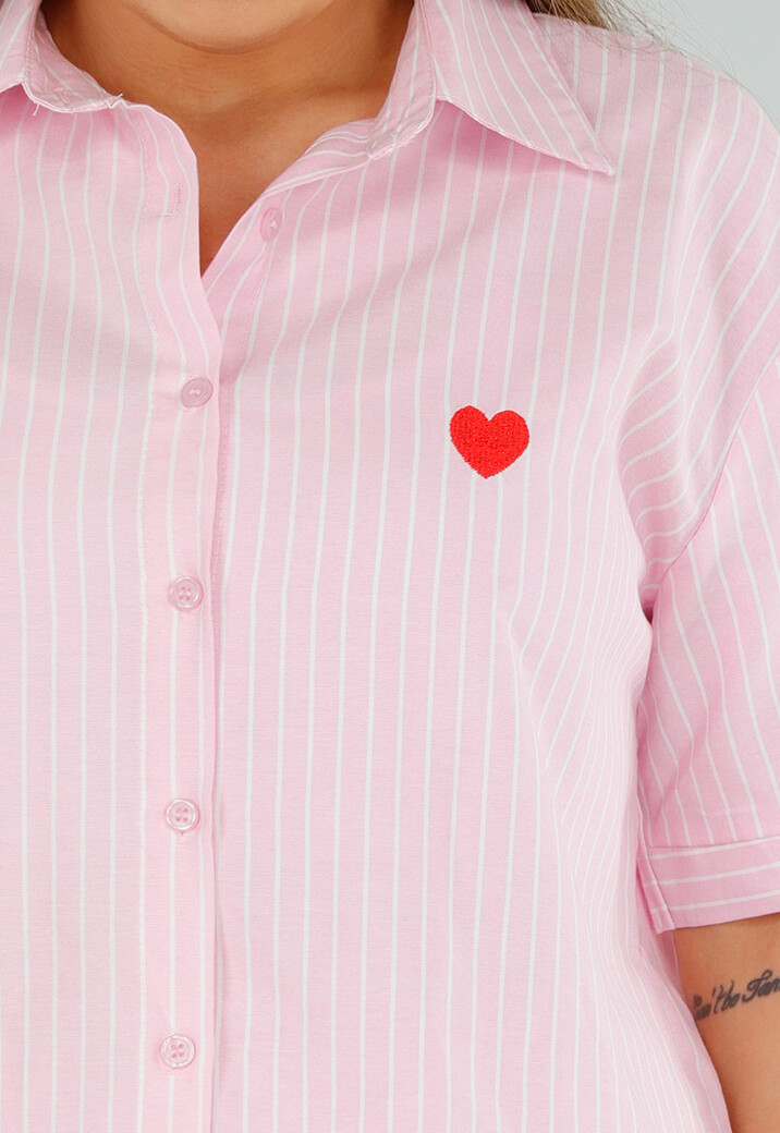 Lichtroze Katoenen Set met Blouse en Short met Zakken