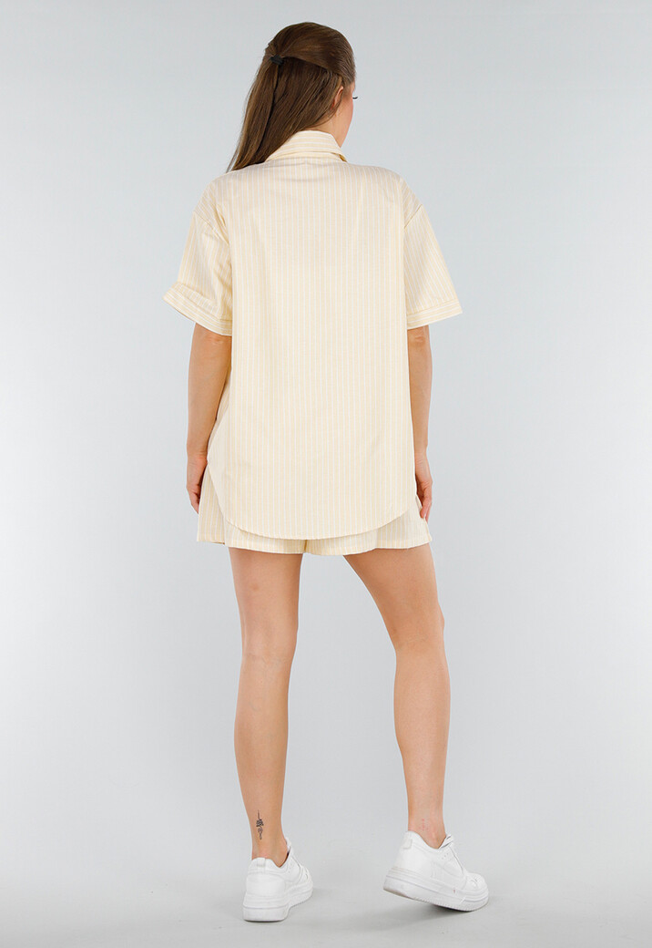 Lichtgele Tweedelige Set van Katoen met Hartje en Stretchband