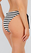 Wit Tanga Bikinibroekje met Strepen, Stretch en Gouden Koru