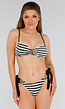 Wit Tanga Bikinibroekje met Strepen, Stretch en Gouden Koru