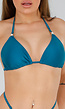 Petrol Triangle Bikinitop met Parel, Stretch en Striksluitingen