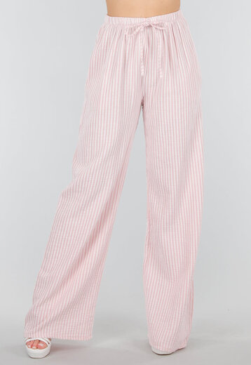 Lichtroze Broek van Katoen en met Elastiek
