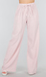 Lichtroze Witte Broek van Katoen met Strepen en Stretch