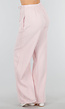Lichtroze Witte Broek van Katoen met Strepen en Stretch