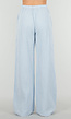 Lichtblauw Witte Broek van Katoen met Sierstrik en Stretch