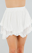 Wit High Waist Rokje met Gelaagde Ruffles en Borduursel