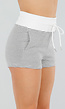 Witte High Waist Joggingshort met Stretch en Zwarte Strepen