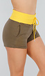 Gele High Waist Joggingshort met Stretch, Zakken en Koord