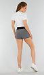Zwarte High Waist Short met Witte Strepen, Stretch en Koord