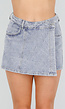 Blauwe Denim Skort met Glitters en Stretch