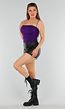 Paarse Croptop met Plooien, Pads en Horizontaal Bandje