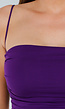 Paarse Croptop met Plooien, Pads en Horizontaal Bandje