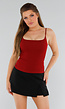 Rood Hemdtopje met Stretch, Cups en Vierkante Hals