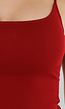 Rood Hemdtopje met Stretch, Cups en Vierkante Hals