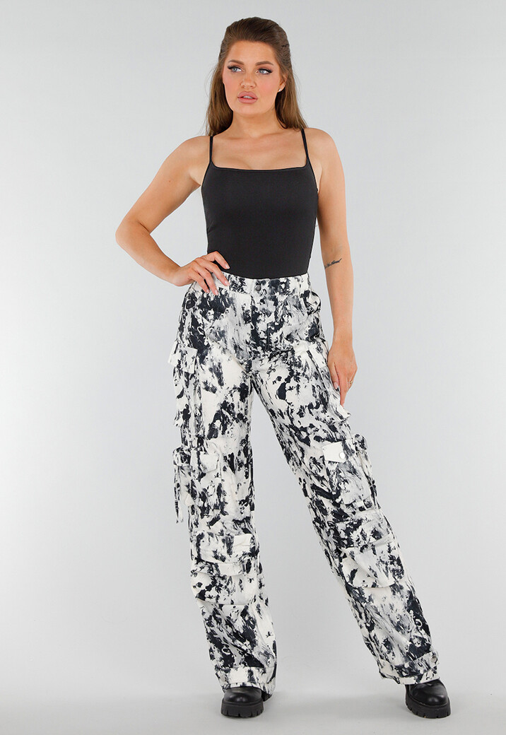 Zwart Hemdtopje met Cups, Stretch en Vierkante Hals