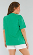 Groen Oversized Vintagelook Shirt van Katoen met Stretch