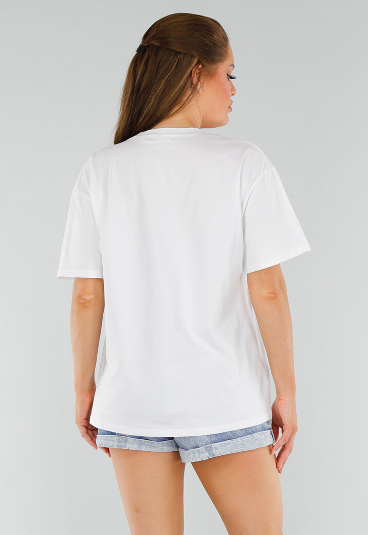 Wit Oversized Katoenen Shirt met Stretch en Paris Milano Borduur