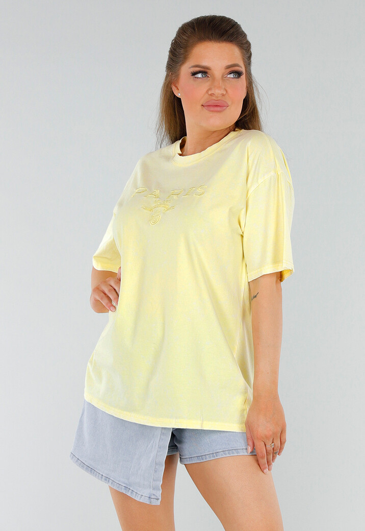 Botergeel Oversized  Shirt van Stretchkatoen met Paris Milano