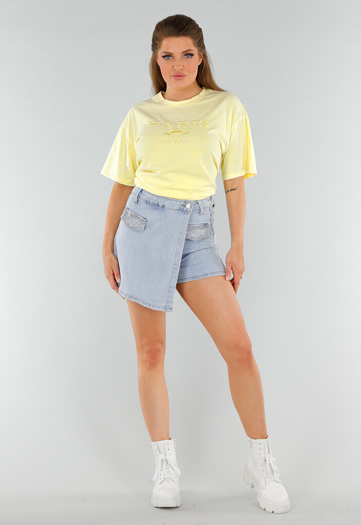 Botergeel Oversized  Shirt van Stretchkatoen met Paris Milano