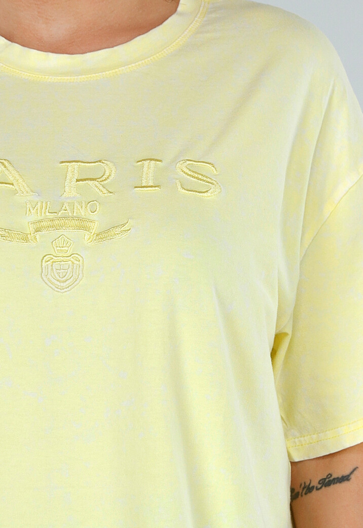 Botergeel Oversized  Shirt van Stretchkatoen met Paris Milano