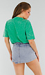 Groen Oversized T-Shirt met Neon Print en Acid Wash Print