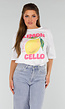 Wit Oversized T-Shirt met Stretch, Limoncello Print en Citroen