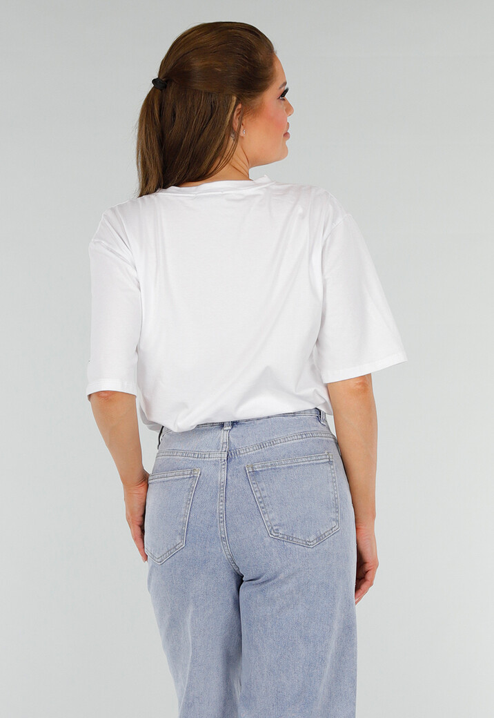 Wit Oversized T-Shirt met Stretch, Limoncello Print en Citroen