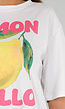 Wit Oversized T-Shirt met Stretch, Limoncello Print en Citroen