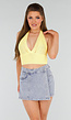 Butteryellow Gehaakte Haltertop met Stretch en Cropped Pasvorm