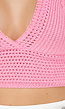 Roze Gehaakte Haltertop met Stretch en Cropped Model
