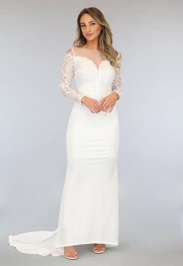 Witte Galajurk met Kanten Mouwen