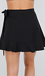 Zwarte Linnenlook Overslag Minirok met Strik en Volantzoom