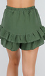 Groene Skort met Ruffles en Linnenlook van Katoen