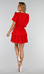 Rode Two Piece met Ruches, Korte Mouwen en Elastische Taille