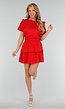 Rode Two Piece met Ruches, Korte Mouwen en Elastische Taille