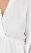 Witte Korte Jurk met Lange Mouwen en Ruches op de Halslijn
