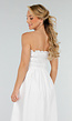 Witte Strapless Maxi Jurk met Gerimpeld Elastisch Bovenstuk