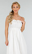 Witte Strapless Maxi Jurk met Gerimpeld Elastisch Bovenstuk