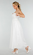 Witte Strapless Maxi Jurk met Gerimpeld Elastisch Bovenstuk